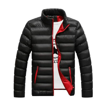 wybzd Men's Winter Puffer Warm Coat, Long Sleeve Stand Collar Zipper ...