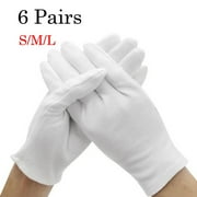 OUTAD wsevypo 6 Pairs Unisex Adult Cotton White Gloves & Size S/M/L/XL
