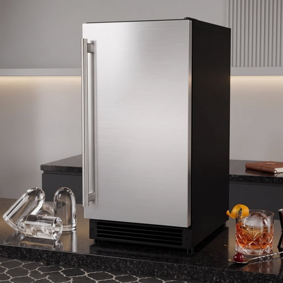 OUTBID 15" Undercounter Clear Ice Maker with Drain Pump, 52 lbs/24H Spray Tech Bullet Ice Machine, 26 lbs Bin, UL Certified