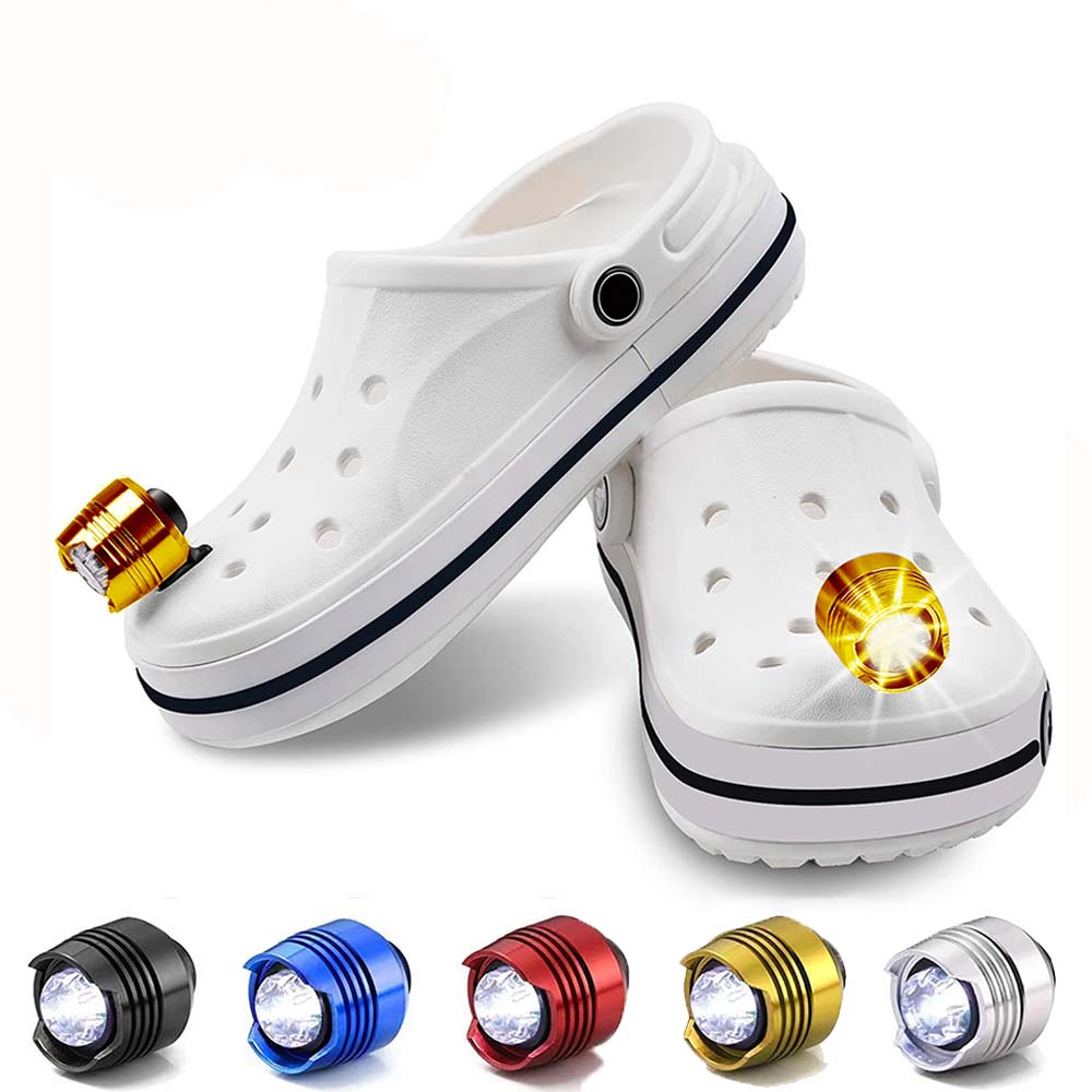 OUTDERZY 2Pcs Croc Headlights for Shoes Waterproof Small LED Lights Croc Charms for Clogs