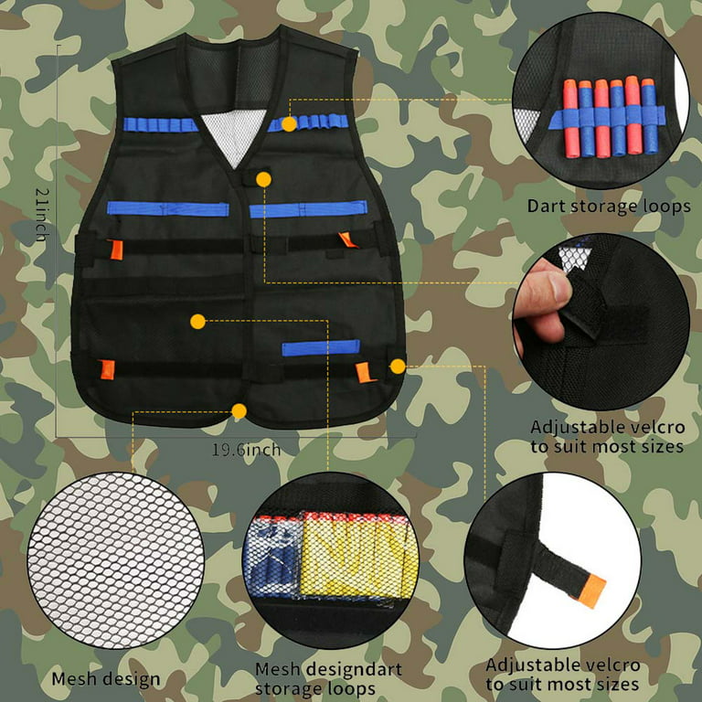 Kids Tactical Vest Kit for Nerf N-strike Elite, 50 Bullets Refill Darts  Full Kit