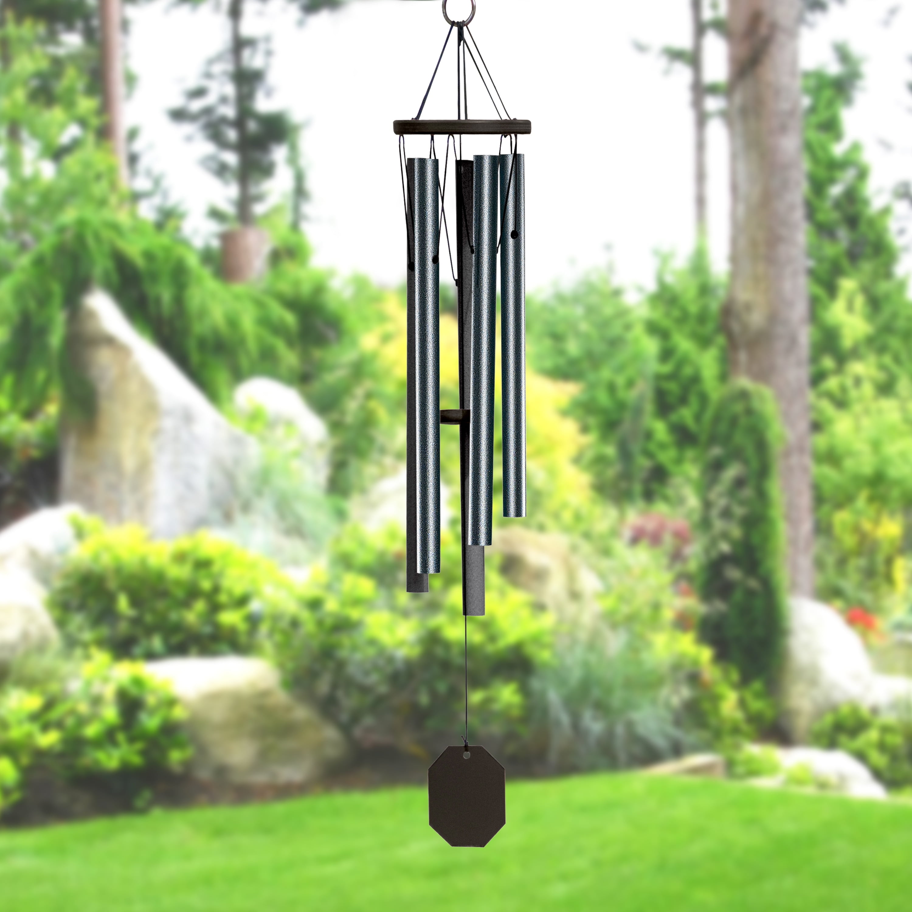 Textured Black 35" Aluminum Outdoor Wind Chime