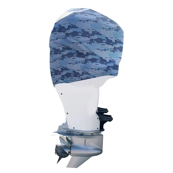 OUTERENVY Blue Digital Camo Outboard Motor Cover for Yamaha F150 [2004-2014] (Rear Vents) | Made in USA to Stay on While You Run!
