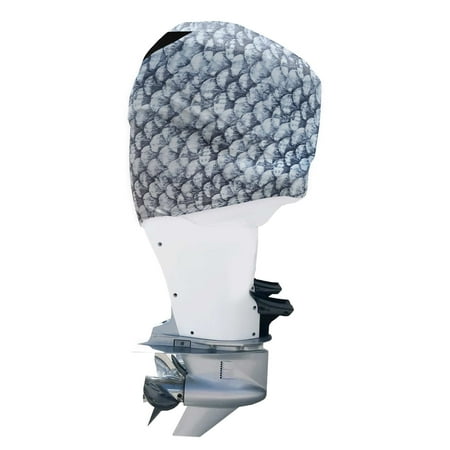 OUTERENVY Grey Fish Scales Outboard Motor Cover for Mercury 75-115 HP 4 Stroke (2015-Present) | Made in USA to Stay on While You Run!