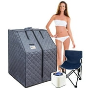 OUTEXER Steam Sauna Box 1 Person, 1500W Portable Home Spa Sauna Box, Personal Full Body Home Sauna Tent, Indoor Saunas Box with 2L Steam Generator for Home Relaxation, Black