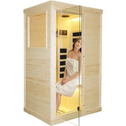 OUTEXER Infrared Sauna Portable Sauna for Home, Home Sauna Spa Room 800W Indoor Saunas 110V with Control Panel and Tempered Glass Door, Canadian Hemlock Wood Sauna for Indoor Home Sauna