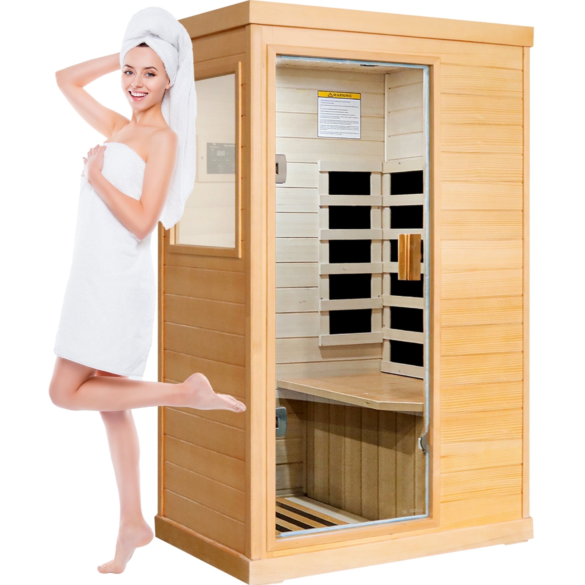 OUTEXER Infrared Sauna Portable Sauna for Home, Home Sauna Spa Room 800W Indoor Saunas 110V with Control Panel and Tempered Glass Door, Canadian Hemlock Wood Sauna for Indoor Home Sauna