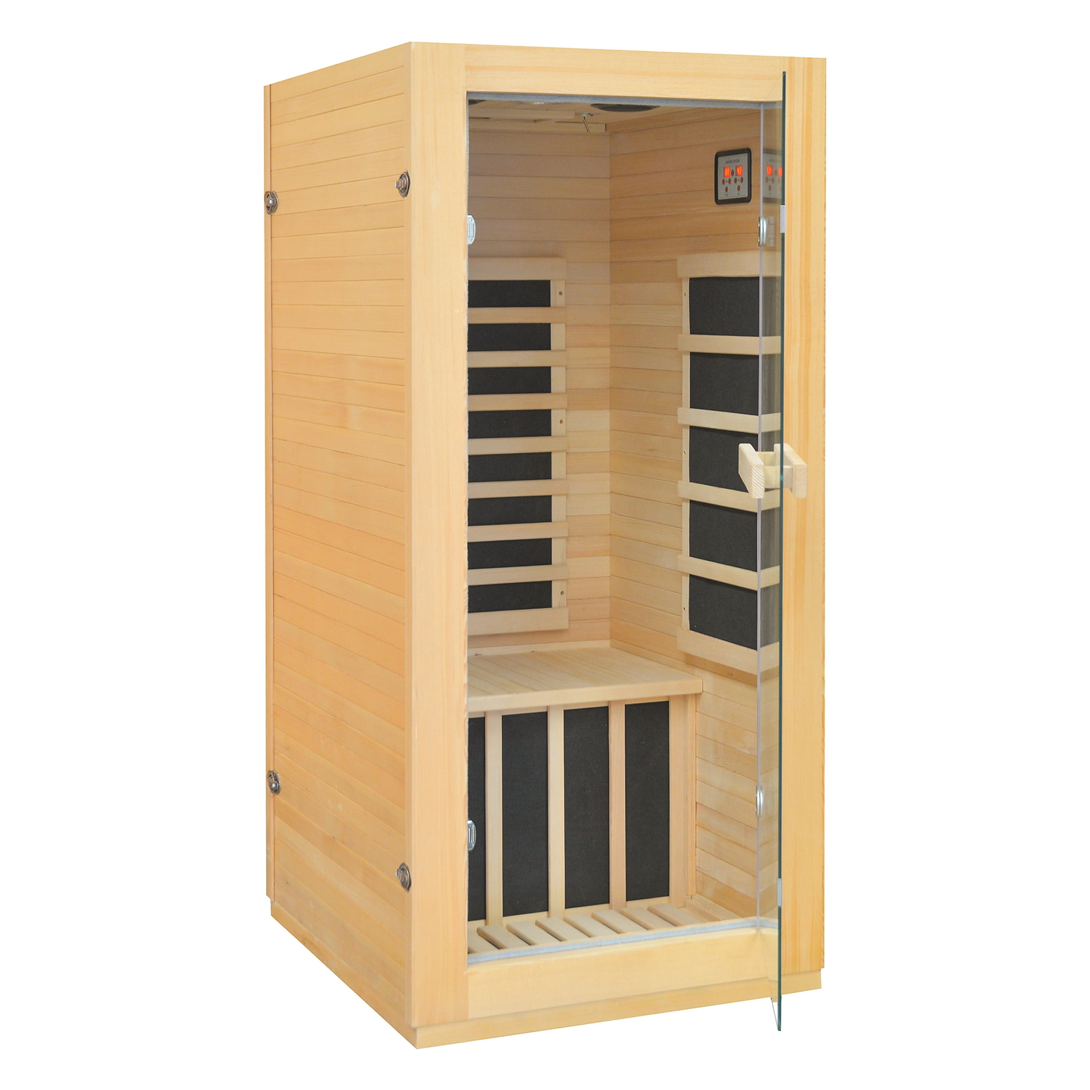 OUTEXER Saunas Home Sauna Far Infrared Sauna, 900W Dry Sauna 1 Person Sauna Canadian Hemlock Single Indoor Saunas Room with Colorful Lights and Bluetooth Speaker for House and Gym