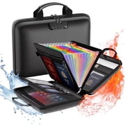 OUTGOO Fireproof File Organizer with Lock, Hard-Shell Case Fireproof Document Box with 13 Pocket Accordion File Folder, Portable Home Office Travel Safe Storage for Important Documents Laptop Black