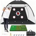 thumbnail image 1 of OUTGOO Golf Net with Practice Mat,Golf Hitting Aid Nets 10x7FT for Backyard Driving Chipping Training Swing with Target Mat Balls for Outdoor Indoor，Gifts for Men Dad Him and Golfer, 1 of 7