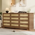 thumbnail image 1 of OUTGOODS 12 Drawer Dresser, Modern Farmhouse Rattan & Wood Chest, 63" Long, Anti-Tip, 1 of 7