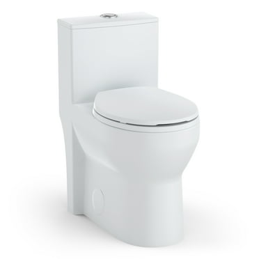 OUTGOODS 17.5" Compact One-Piece Toilet, 0.8/1.28 GPF Dual Flush, Soft-Close Seat