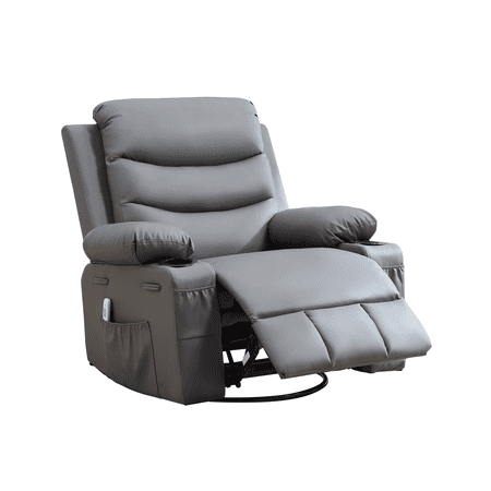 OUTGOODS 360 Swivel Recliner Chair w/Massage & Heat, Manual Rocking Sofa, Multiple Fabrics