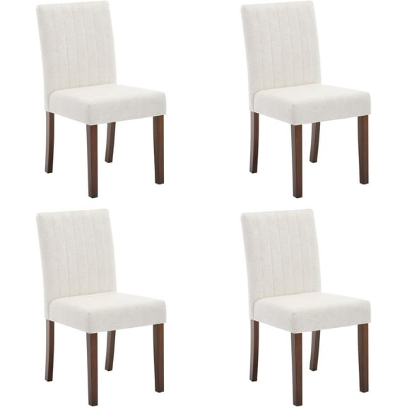 OUTGOODS 4/6er Set Parsons Dining Chairs, Button Tufted Linen Upholstery, Black Wood Legs