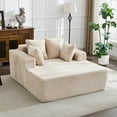 thumbnail image 1 of OUTGOODS 61" Oversized Corduroy Chaise Lounge, Deep Seat Sofa with Pillows, No Assembly, 1 of 9