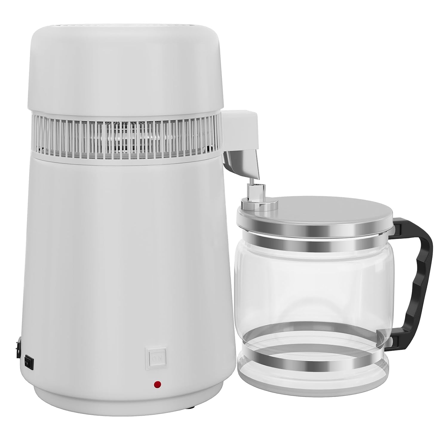 OUTGOODS Countertop Water Distiller 1Gal/4L-6L, 750W-900W, Stainless Steel, White Plastic/Glass