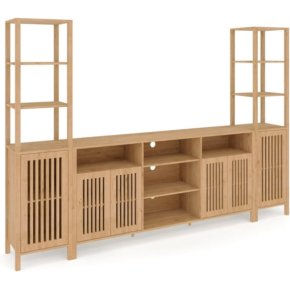 OUTGOODS Farmhouse Entertainment Center for 70" TVs, Engineered Wood, 3-Piece