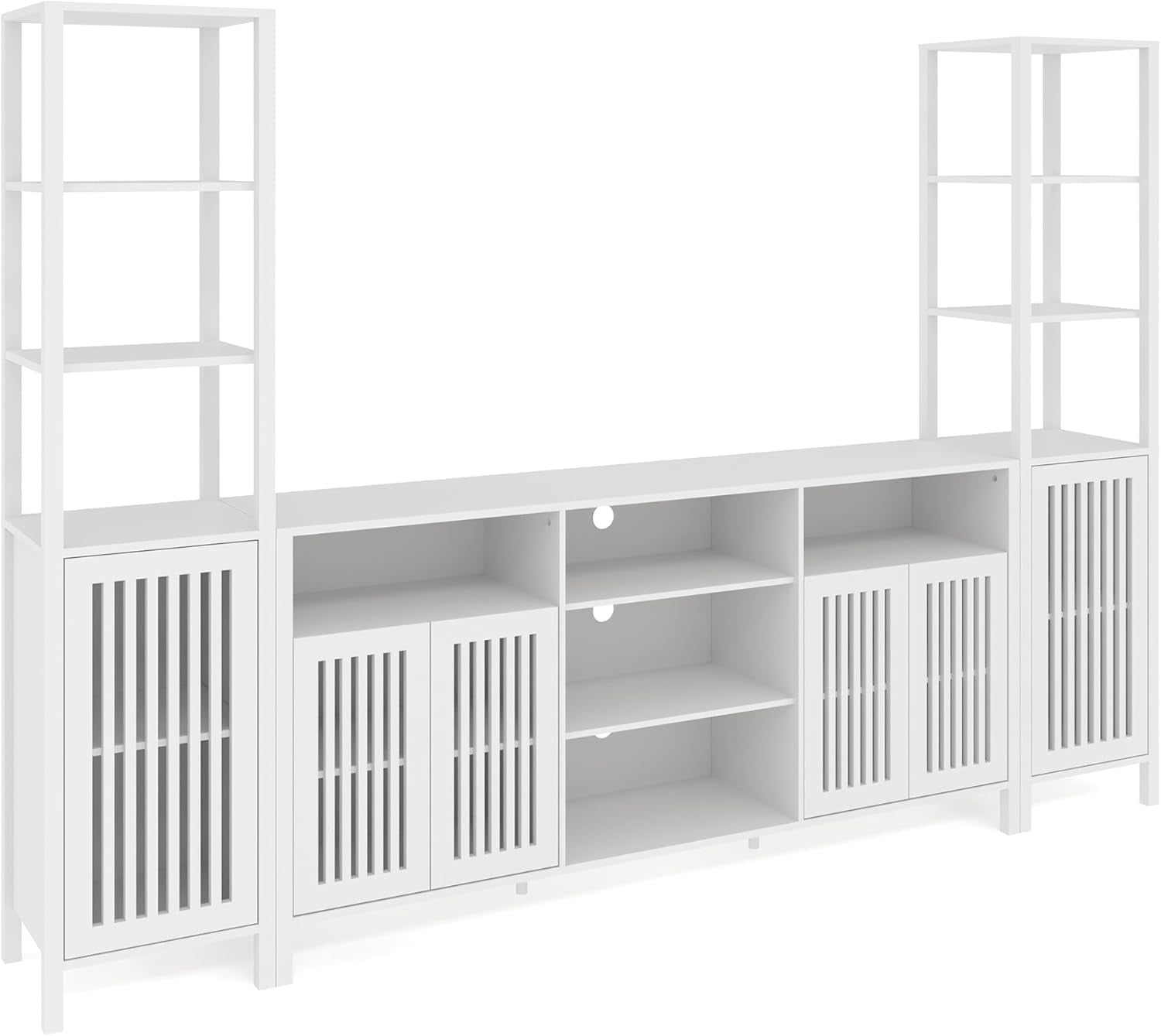 OUTGOODS Farmhouse Entertainment Center for 70" TVs, Engineered Wood, 3-Piece