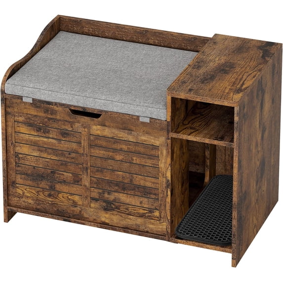 OUTGOODS Hidden Cat Litter Box Furniture, Fir Wood Enclosure Cabinet w/ Storage