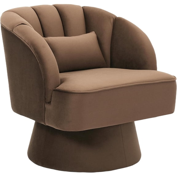OUTGOODS Modern Swivel Barrel Chair, Plush Velvet/Teddy Fabric, 360° Rotation