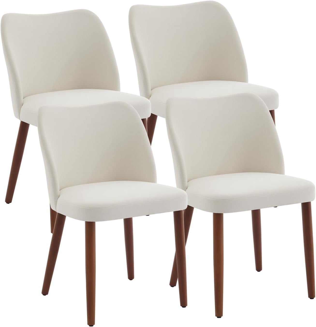 OUTGOODS Set of 4/6 Modern Dining Chairs, Linen Upholstered, Wood Legs