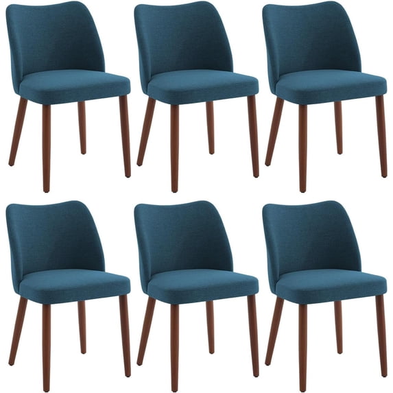 OUTGOODS Set of 4/6 Modern Dining Chairs, Linen Upholstered, Wood Legs