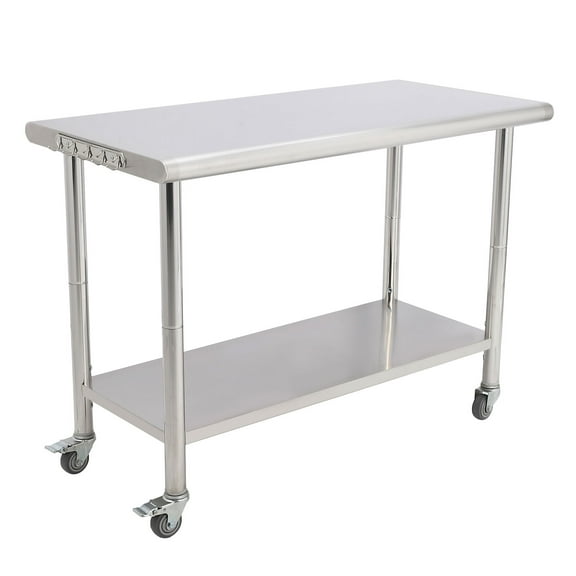 OUTGOODS Stainless Steel Work Table 48"x24" w/ Adjustable Shelf, NSF Commercial Grade