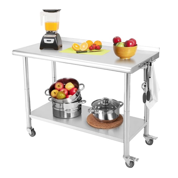 OUTGOODS Stainless Steel Work Table 48"x24" w/ Adjustable Shelf, NSF Commercial Grade
