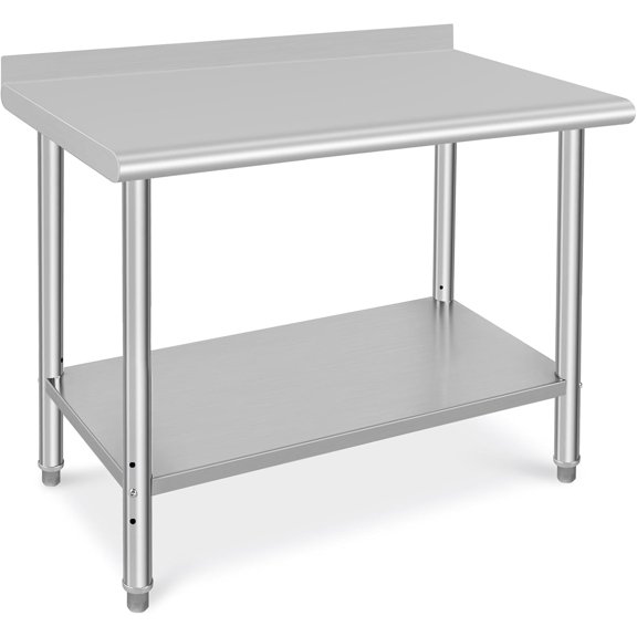 OUTGOODS Stainless Steel Work Table, NSF Commercial Grade, Adjustable Shelf, Silver