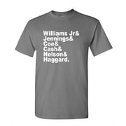 OUTLAW COUNTRY MUSIC Names - Unisex Cotton T-Shirt Tee Shirt, Charcoal, 2Xl