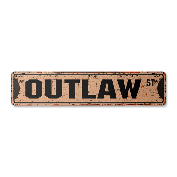 OUTLAW Vintage Aluminum Street Sign criminal probation attorney crime police rustic metal tin | Indoor/Outdoor |  18" Wide