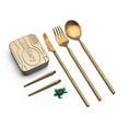 thumbnail image 1 of OUTLERY Full Cutlery Set Portable & Reusable Pocket Sized with Case (Metallic Gold), 1 of 4
