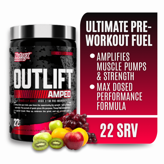 Nutrex Research OUTLIFT Amped Sucker Punch High Stim Pre Workout Powder 22 Servings