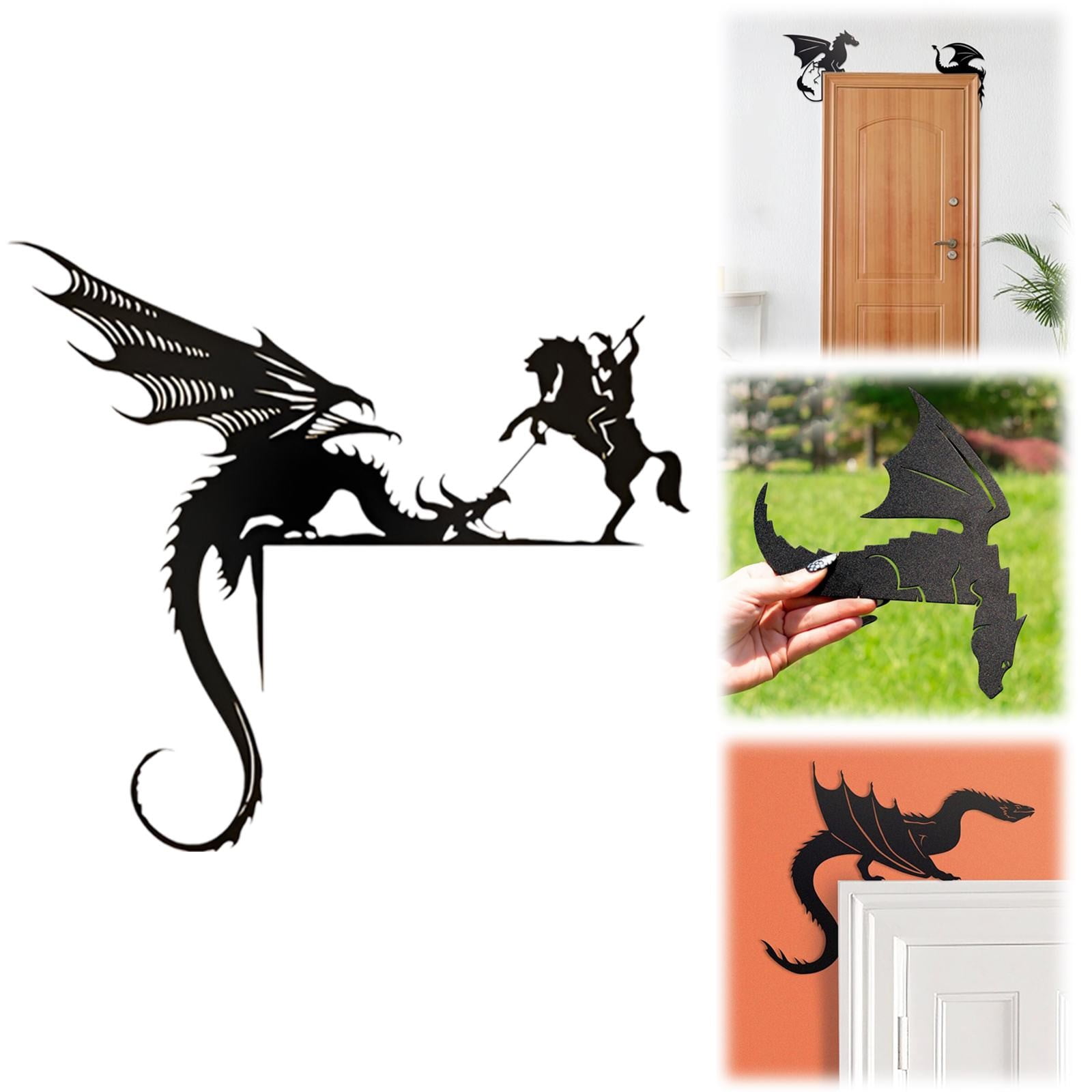 OUTLOU Cute Dragon Door Frame Topper Metal Door Frame Corner Sign