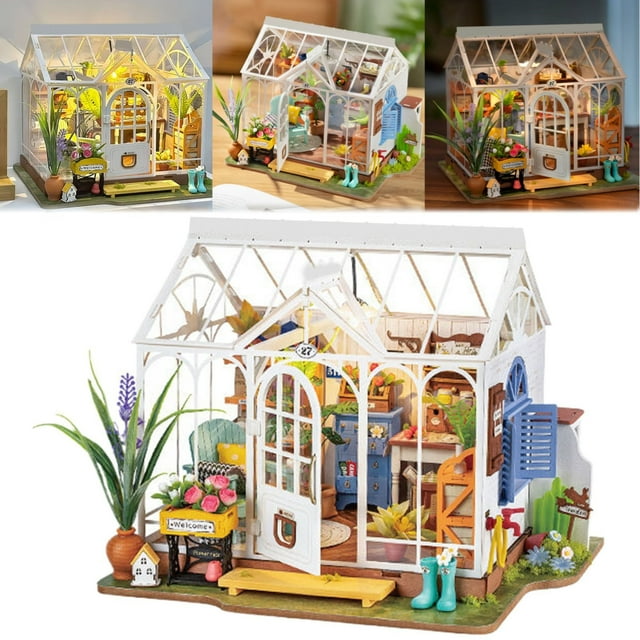 OUTLOU DIY Tiny House Kit, Miniature House Kit for Adults to Build, Mini House Kit with