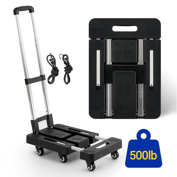 OUTMASTER  6 Wheel Folding Hand Truck-500lbs Capacity,Adjustable Handle & 360° Wheels for Home/Office/Travel