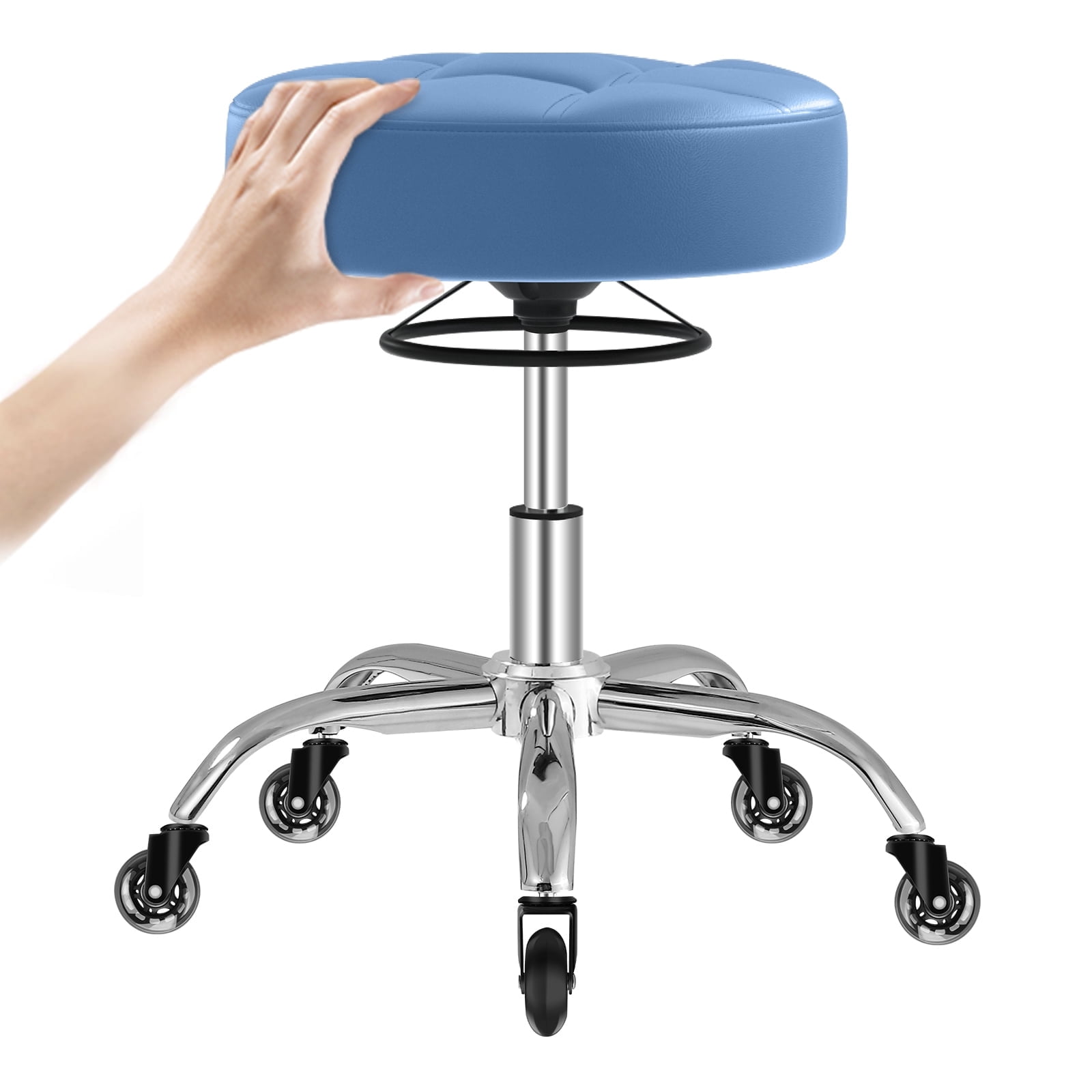 Steel Stool Rooling Medical Stool Heavy Duty 304 Stainless Steel Adjustable Rolling Stool ...