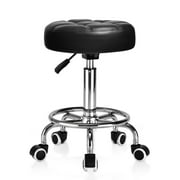 OUTMASTER Rolling Stool - PU Leather,Height Adjustable Stool Chair for Salons and Barbers（Black)