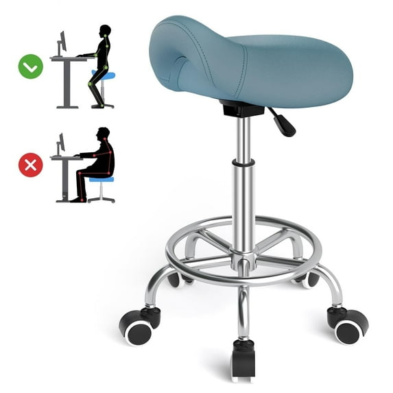 OUTMASTER Saddle Stool Ergonomic,Comfort Strap Wide Thick Seat Cushion for Medical,Home,Office/Blue