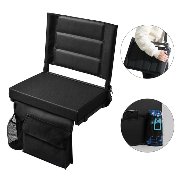 OUTMASTER Stadium Seat for Bleacher with Backrest. Portable for Good for Bleachers, Camping (Black)