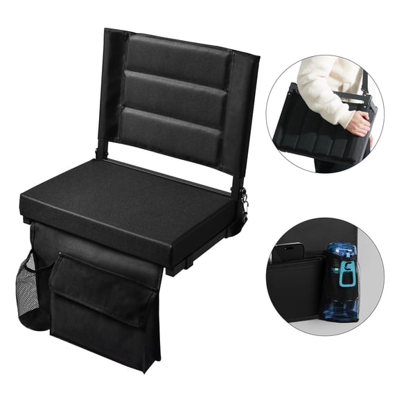 OUTMASTER Stadium Seat for Bleacher with Backrest. Portable for Good for Bleachers, Camping (Black)