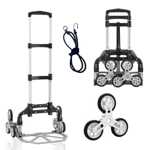 OUTMASTER Stair Climbing Cart 3-Wheel Foldable Hand Truck, Heavy Duty Steel Dolly with 380lbs Capacity for Stairs Moving
