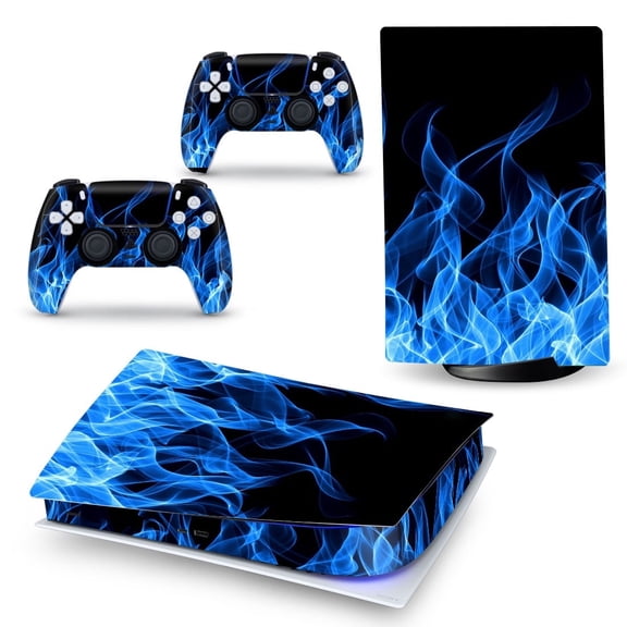 OUTMOIN Full Body Vinyl Skin Stickers for PS5 Console and Controllers (Digital Edition, Frozen Flame)