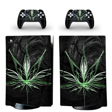 PS4 Slim Vinyl Skin Decal - Weeds Leaf Design Console & Controller Cover