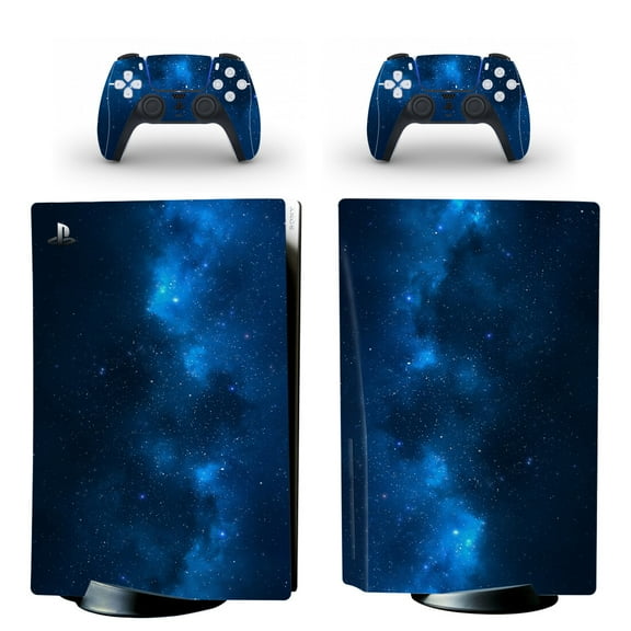 OUTMOIN Full Body Vinyl Skin Stickers for PS5 Disc Edition Console and Controllers - Blue Universe