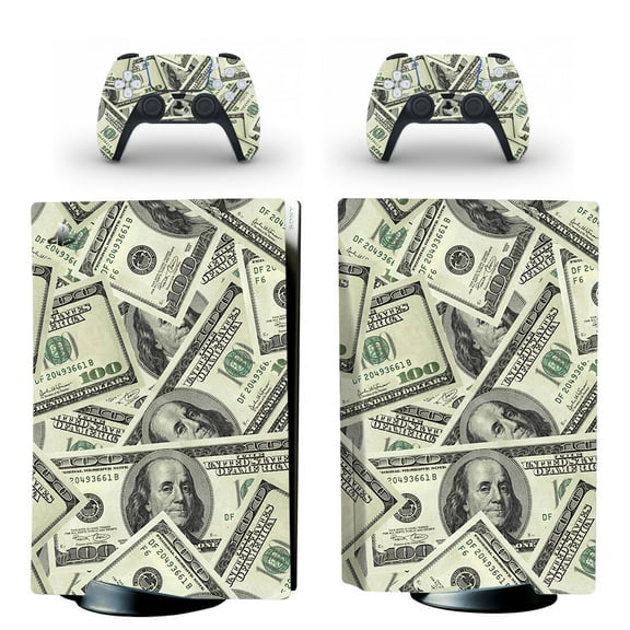OUTMOIN Full Body Vinyl Skin Stickers for PS5 Disc Edition Console and Controllers - Dollar