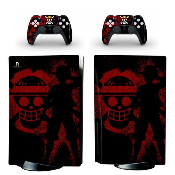 OUTMOIN Full Body Vinyl Skin Stickers for PS5 Disc Edition Console and Controllers - Red Skull