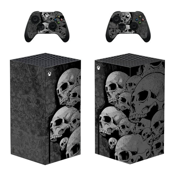 OUTMOIN Full Body Vinyl Skin Stickers for Xbox Series X Console and Controllers - Black Skulls