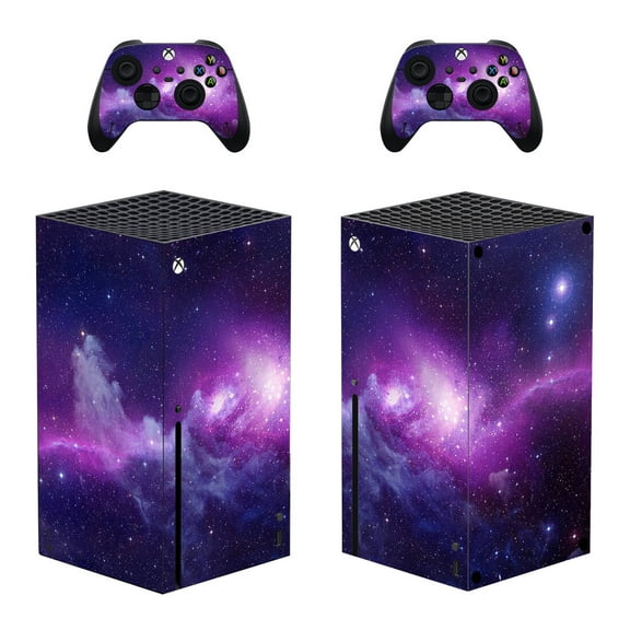 OUTMOIN Full Body Vinyl Skin Stickers for Xbox Series X Console and Controllers - Purple Galaxy