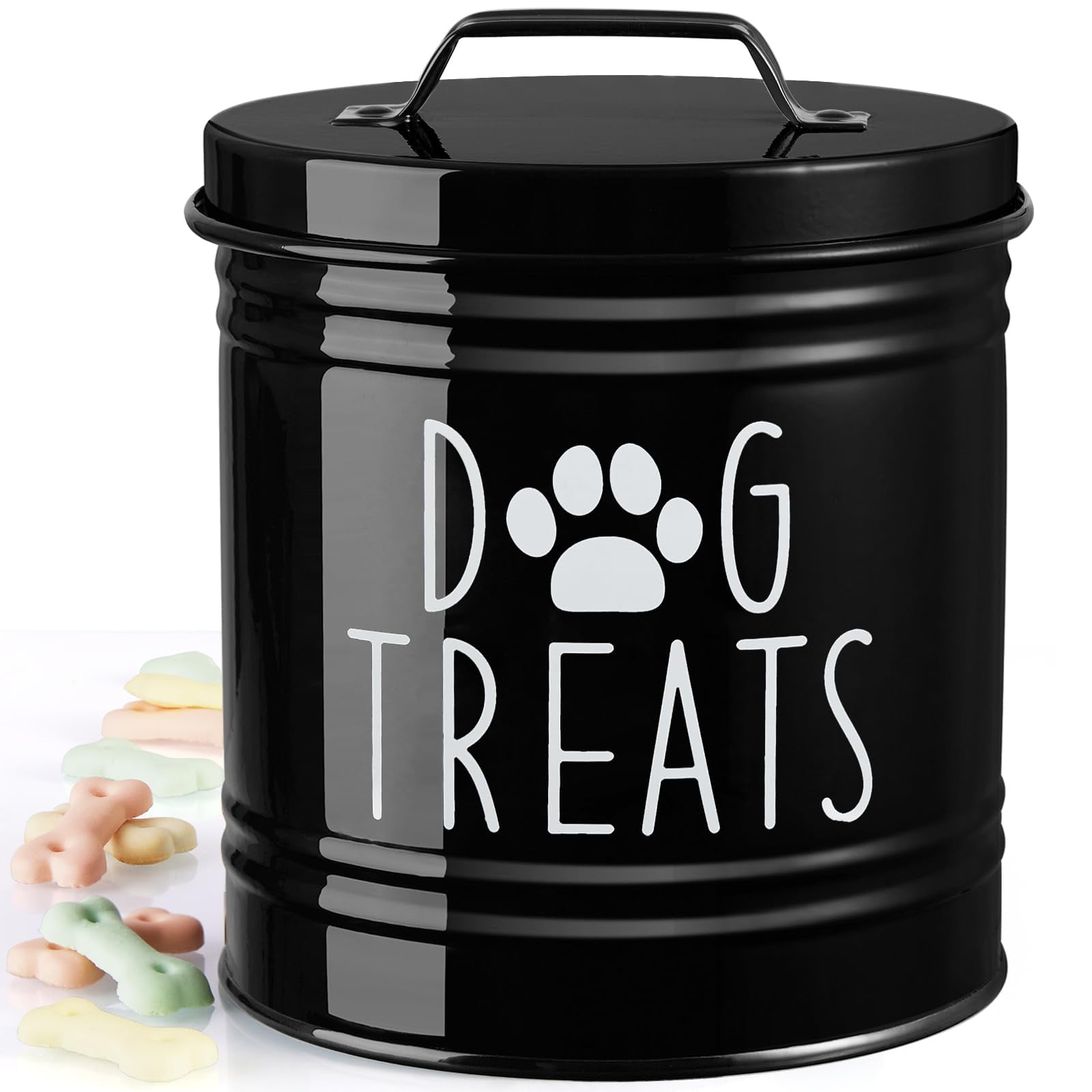 Dog Cookie Jar 2-Piece Airtight Dog Treat Containers With Bamboo